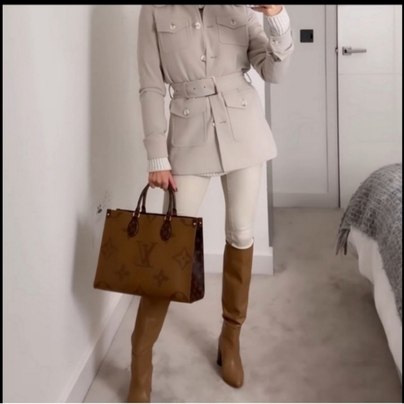 Zara Knee High Heeled Leather Boots Brown Bloggers Favorite NWT - Picture 13 of 14